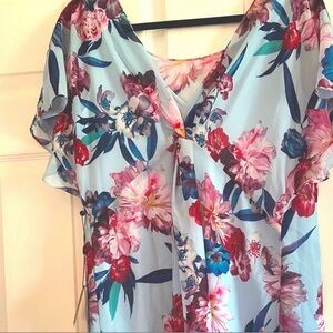 Adrianna Papell Blue and Pink Floral Dress